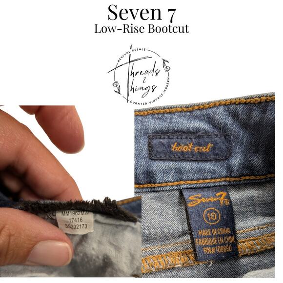 Seven 7 Jeans Womens 10 Medium Wash Denim Bootcut Low-rise Stud Pocket Y2k Rodeo - Picture 10 of 11